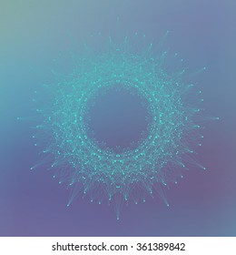 Geometric abstract form with connected line and dots. Graphic background for your design.  Vector illustration.