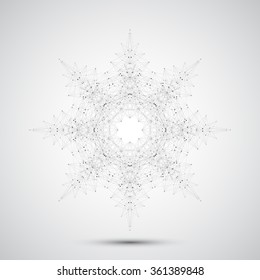 Geometric abstract form with connected line and dots. Graphic background for your design.  Vector illustration.