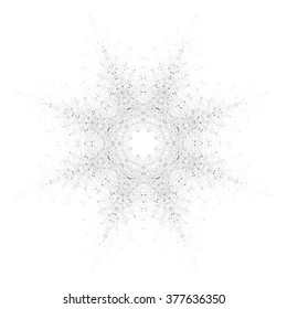 Geometric abstract form with connected line and dots. Futuristic technology object for your design. Vector illustration.