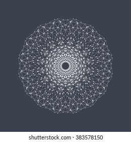 Geometric abstract form with connected line and dots. Graphic background for your design. Vector illustration.