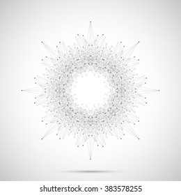 Geometric abstract form with connected line and dots. Graphic background for your design. Vector illustration.