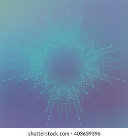 Geometric abstract form with connected line and dots. Graphic background for your design. Vector illustration.