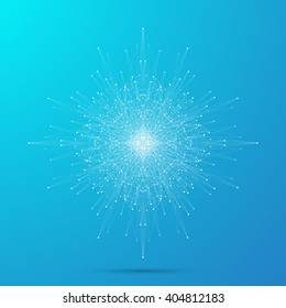 Geometric abstract form with connected line and dots. Graphic background for your design. Vector illustration.