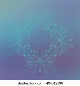 Geometric abstract form with connected line and dots. Graphic background for your design. Vector illustration.