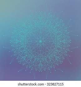 Geometric abstract form with connected lines and dots. Vector illustration.