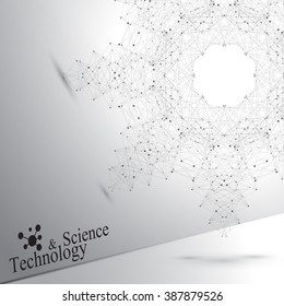 Geometric abstract form with connected lines and dots. Vector illustration.