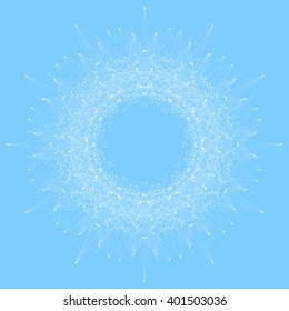 Geometric abstract form with connected lines and dots. Vector illustration.