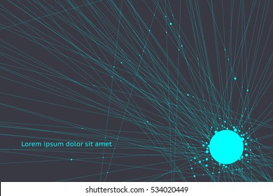 Geometric abstract form with connected lines and dots. Vector illustration.