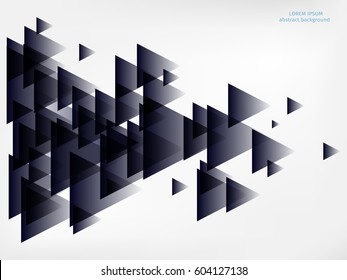 Geometric abstract futuristic vector triangular pattern. Concept black  triangle background with gradient on bright backdrop. 