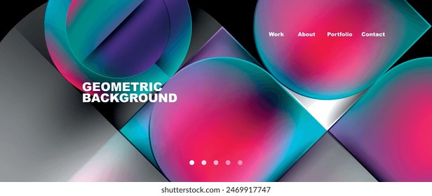Geometric abstract glassmorphism with circles and squares. Vector Illustration For Wallpaper, Banner, Background, Card, Book Illustration, landing page