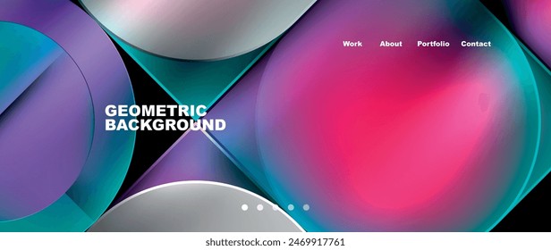 Geometric abstract glassmorphism with circles and squares. Vector Illustration For Wallpaper, Banner, Background, Card, Book Illustration, landing page