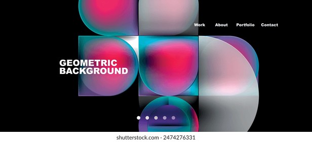 Geometric abstract glassmorphism with circles and squares. Vector Illustration For Wallpaper, Banner, Background, Card, Book Illustration, landing page