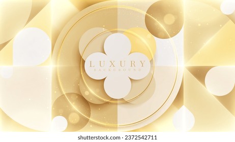 Geometric abstract gold shape scene design with glitter light effects decorations and bokeh. Luxury background. Vector illustration.