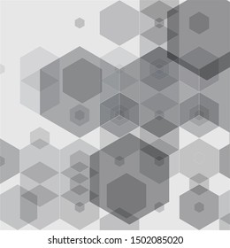 Geometric abstract gray background with hexagons. Molecule structure and bond. Science, technology. Vector illustration. Honeycombs.