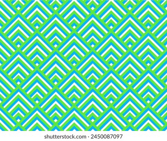 Geometric abstract green blue seamless pattern on white background. Vector pattern of triangles for background and packaging