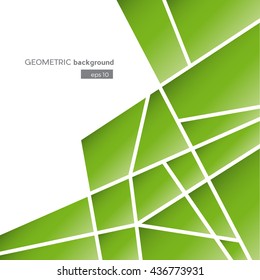 Geometric Abstract green polygons, vector background