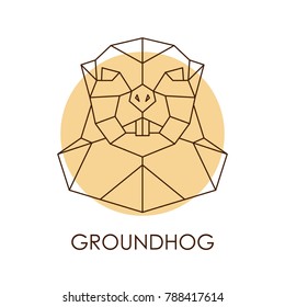 Geometric abstract groundhog head. Wild animal. Vector illustration.