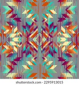 Patrón de vintage geométrico abstracto de grunge. Estilo azteca. Imagen vectorial sin inconvenientes.