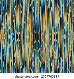 Geometric abstract grunge vintage pattern. Ikat style. Seamless vector image.