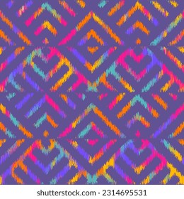 Geometric abstract grunge vintage pattern. Aztec ikat style. Seamless vector image.