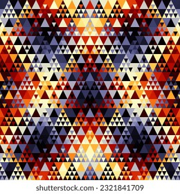 Geometric abstract grunge vintage pattern. Ikat style. Seamless vector image.