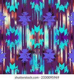Patrón de vintage geométrico abstracto de grunge. Estilo azteca. Imagen vectorial sin inconvenientes.