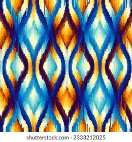 Geometric abstract grunge vintage pattern. Aztec ikat style. Seamless vector image.
