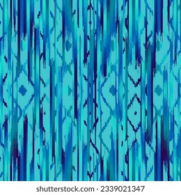 Geometric abstract grunge vintage pattern. Ikat style. Seamless vector image.