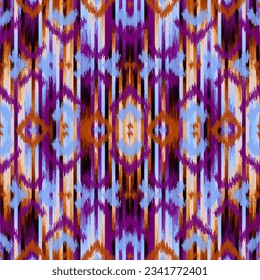 Geometrisches abstraktes Grunge Vintage Muster. Ikat-Stil. Nahtloses Vektorbild.