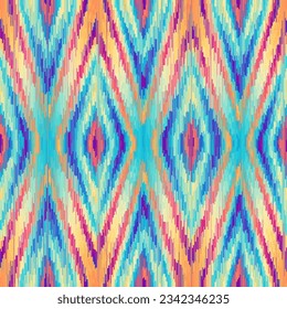 Patrón de vintage geométrico abstracto de grunge. Estilo ikat azteca. Imagen vectorial sin inconvenientes. Líneas delgadas y rombombos