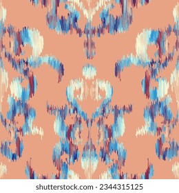 Geometric abstract grunge vintage pattern. Ikat style. Seamless vector image.