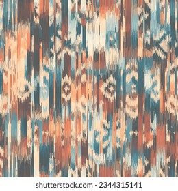 Geometric abstract grunge vintage pattern. Aztec ikat style. Seamless vector image. Thin lines