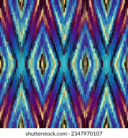 Geometric abstract grunge vintage pattern. Aztec ikat style. Seamless vector image. Thin lines and rhombuses
