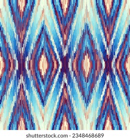 Geometric abstract grunge vintage pattern. Aztec ikat style. Seamless vector image. Thin lines and rhombuses
