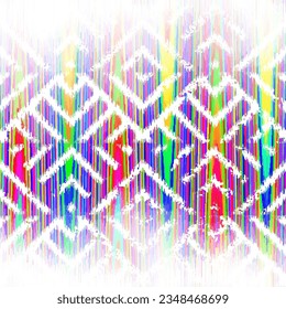 Patrón de vintage geométrico abstracto de grunge. Estilo ikat azteca. Imagen vectorial sin inconvenientes. Líneas delgadas