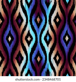 Geometric abstract grunge vintage pattern. Aztec ikat style. Seamless vector image. Thin lines