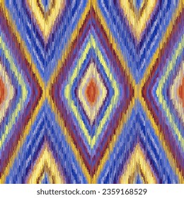 Geometric abstract grunge vintage pattern. Aztec ikat style. Seamless vector image. Thin lines and rhombuses