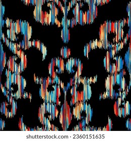 Geometric abstract grunge vintage pattern. Ikat style. Seamless vector image.