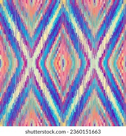 Geometric abstract grunge vintage pattern. Aztec ikat style. Seamless vector image. Thin lines and rhombuses