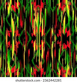 Geometric abstract grunge vintage pattern. Ikat style. Seamless vector image.