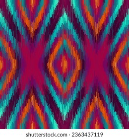 Geometric abstract grunge vintage pattern. Aztec ikat style. Seamless vector image. Thin lines and rhombuses