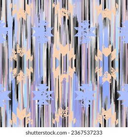 Patrón de vintage geométrico abstracto de grunge. Estilo ikat azteca. Imagen vectorial sin inconvenientes. Líneas delgadas