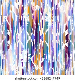 Patrón de vintage geométrico abstracto de grunge. Estilo ikat azteca. Imagen vectorial sin inconvenientes. Líneas delgadas