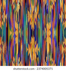 Geometric abstract grunge vintage pattern. Aztec ikat style. Seamless vector image. Thin lines