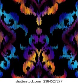 Geometric abstract grunge vintage pattern. Ikat style. Seamless vector image.