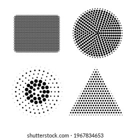 Geometric abstract halftone background, square, circle, triangle shape design