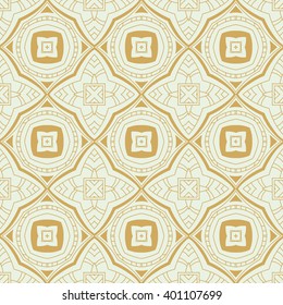 Geometric abstract hand drawn pattern. Vector seamless golden and light blue wallpapers.