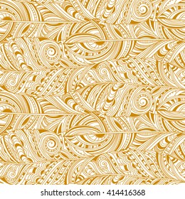 Geometric abstract hand drawn pattern. Vector seamless golden wallpaper.
