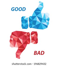geometric abstract hand signs vector. Good and bad concept.