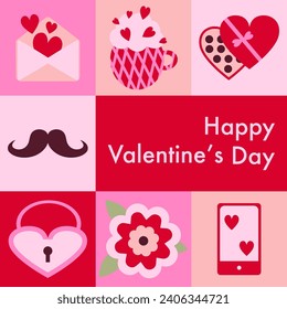 Geometric Abstract Happy Valentine’s pattern